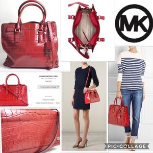 MICHAEL Michael Kors Red Croc “Dillion” Satchel